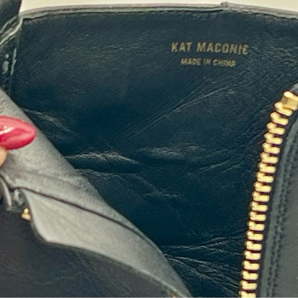 KAT MACONIE Black Leather Ankle Boots W/Gold Accent 3” Heel US6/EU37/ - Picture 7 of 15